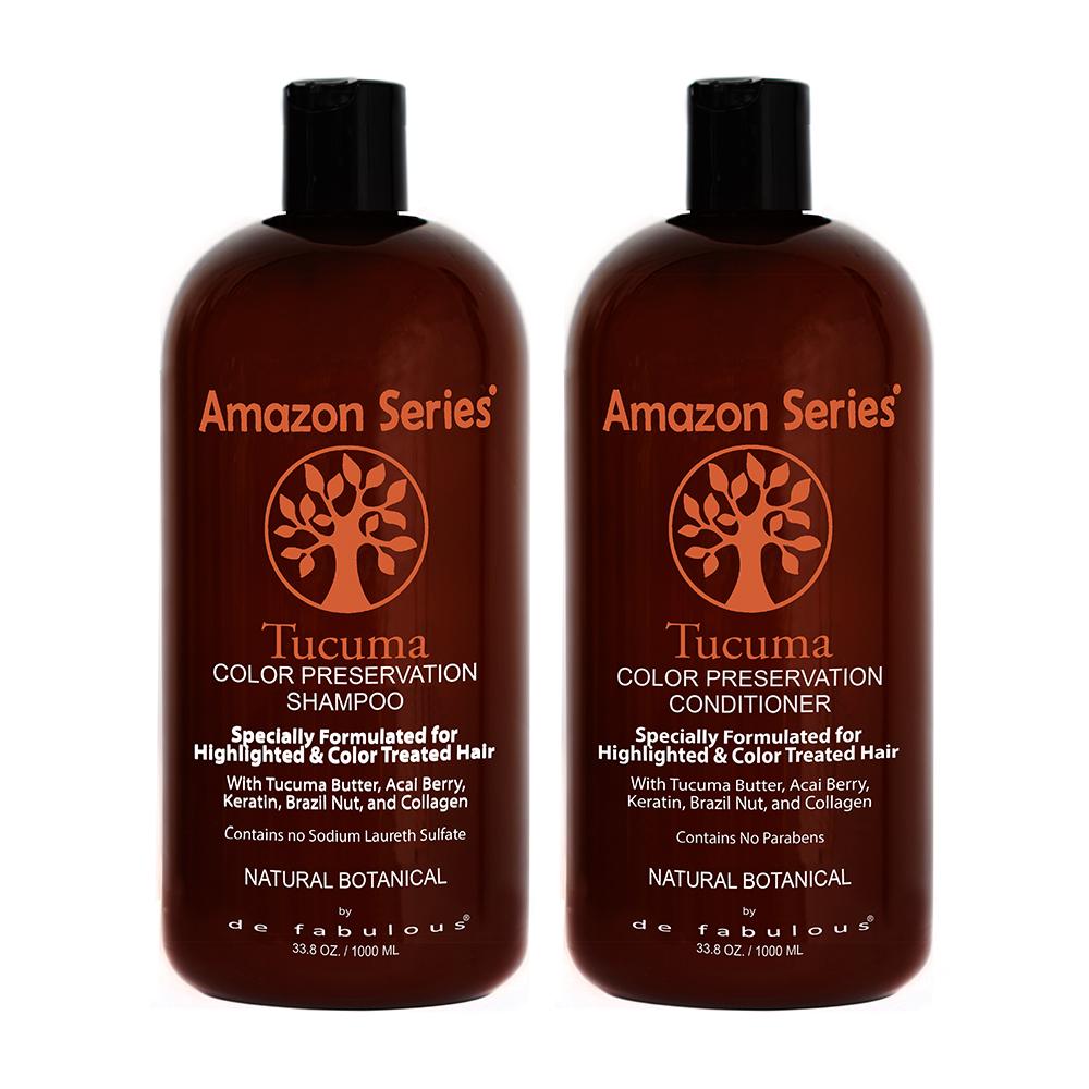 Amazon Series Tucuma Color Preservation Shampoo & Conditioner Set | 8.5 fl oz - 33.8 fl oz | by de Fabulous |